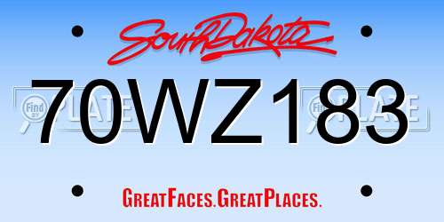 70WZ183 South Dakota License Plate