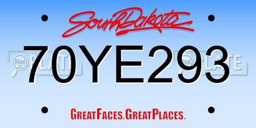 70YE293 South Dakota License Plate