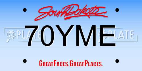 70YME South Dakota License Plate