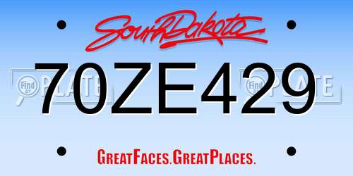 70ZE429 South Dakota License Plate