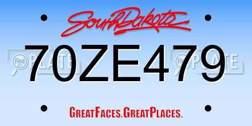70ZE479 South Dakota License Plate
