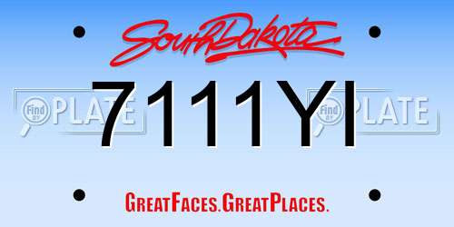 7111YI South Dakota License Plate