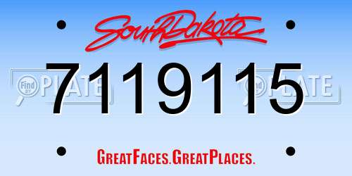7119115 South Dakota License Plate