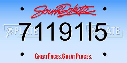 71191I5 South Dakota License Plate