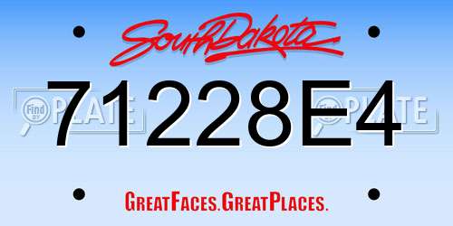 71228E4 South Dakota License Plate