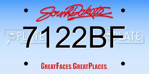 7122BF South Dakota License Plate