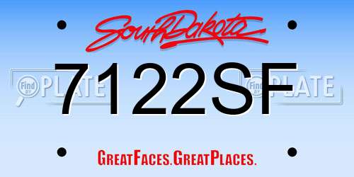 7122SF South Dakota License Plate