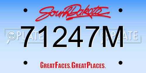 71247M South Dakota License Plate