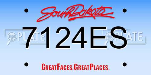 7124ES South Dakota License Plate