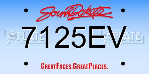 7125EV South Dakota License Plate