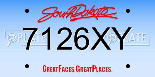 7126XY South Dakota License Plate