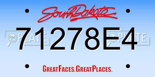 71278E4 South Dakota License Plate