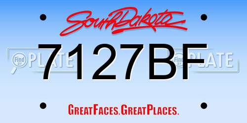 7127BF South Dakota License Plate