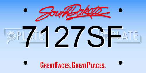 7127SF South Dakota License Plate