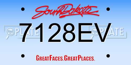 7128EV South Dakota License Plate