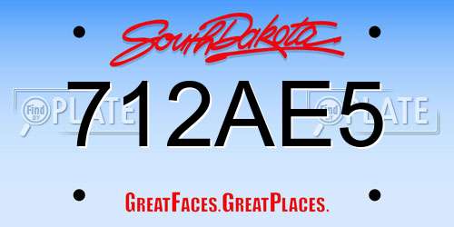 712AE5 South Dakota License Plate