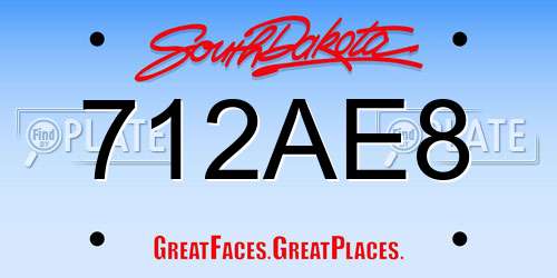 712AE8 South Dakota License Plate