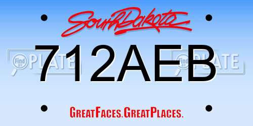 712AEB South Dakota License Plate