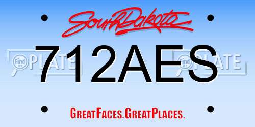 712AES South Dakota License Plate