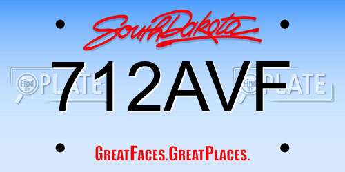 712AVF South Dakota License Plate