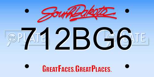 712BG6 South Dakota License Plate