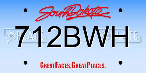 712BWH South Dakota License Plate