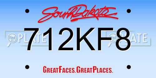 712KF8 South Dakota License Plate