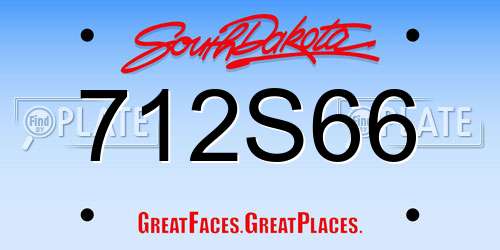 712S66 South Dakota License Plate