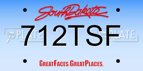 712TSF South Dakota License Plate