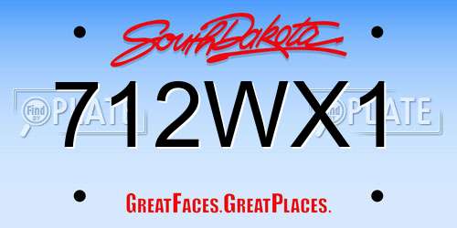 712WX1 South Dakota License Plate