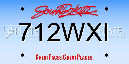 712WXI South Dakota License Plate