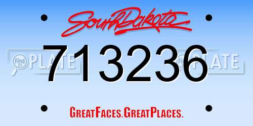 713236 South Dakota License Plate