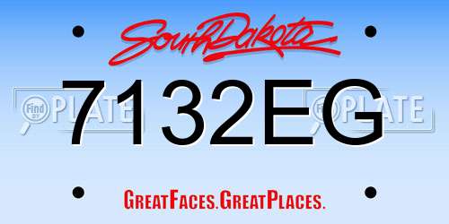 7132EG South Dakota License Plate