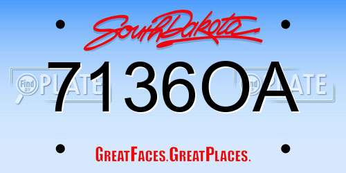 7136OA South Dakota License Plate
