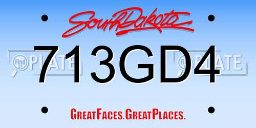 713GD4 South Dakota License Plate