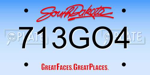 713GO4 South Dakota License Plate