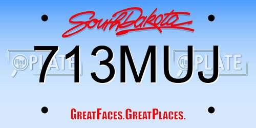 713MUJ South Dakota License Plate