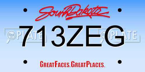 713ZEG South Dakota License Plate