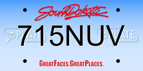 715NUV South Dakota License Plate