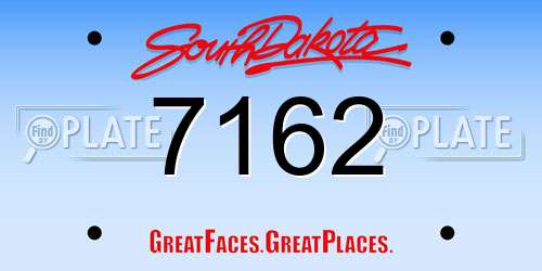 7162 South Dakota License Plate