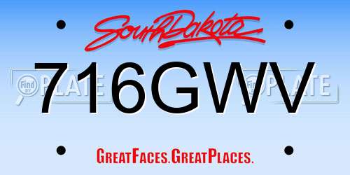 716GWV South Dakota License Plate