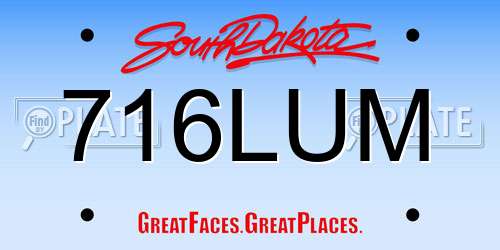 716LUM South Dakota License Plate