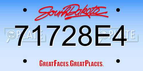 71728E4 South Dakota License Plate