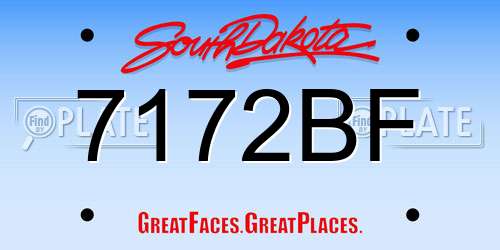 7172BF South Dakota License Plate