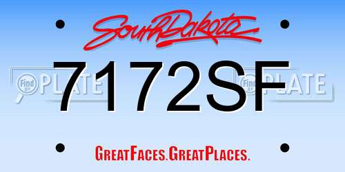 7172SF South Dakota License Plate