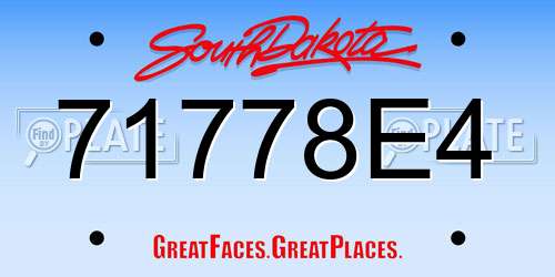 71778E4 South Dakota License Plate