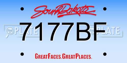7177BF South Dakota License Plate