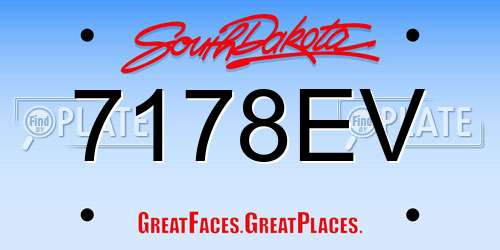 7178EV South Dakota License Plate