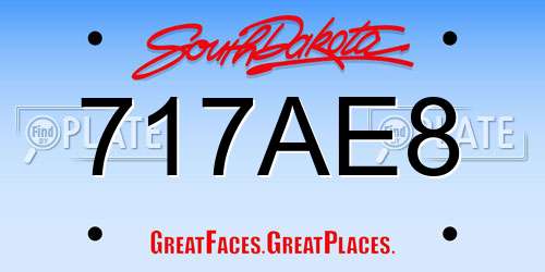 717AE8 South Dakota License Plate