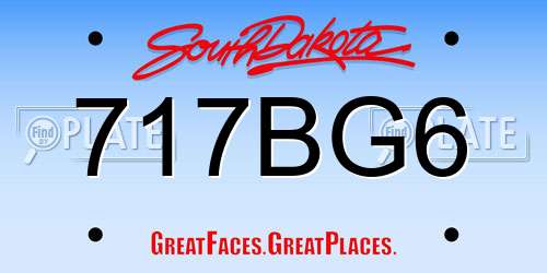 717BG6 South Dakota License Plate